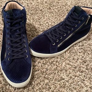 NWOT Aldo Mens Suede Blue Side Zip High Tops